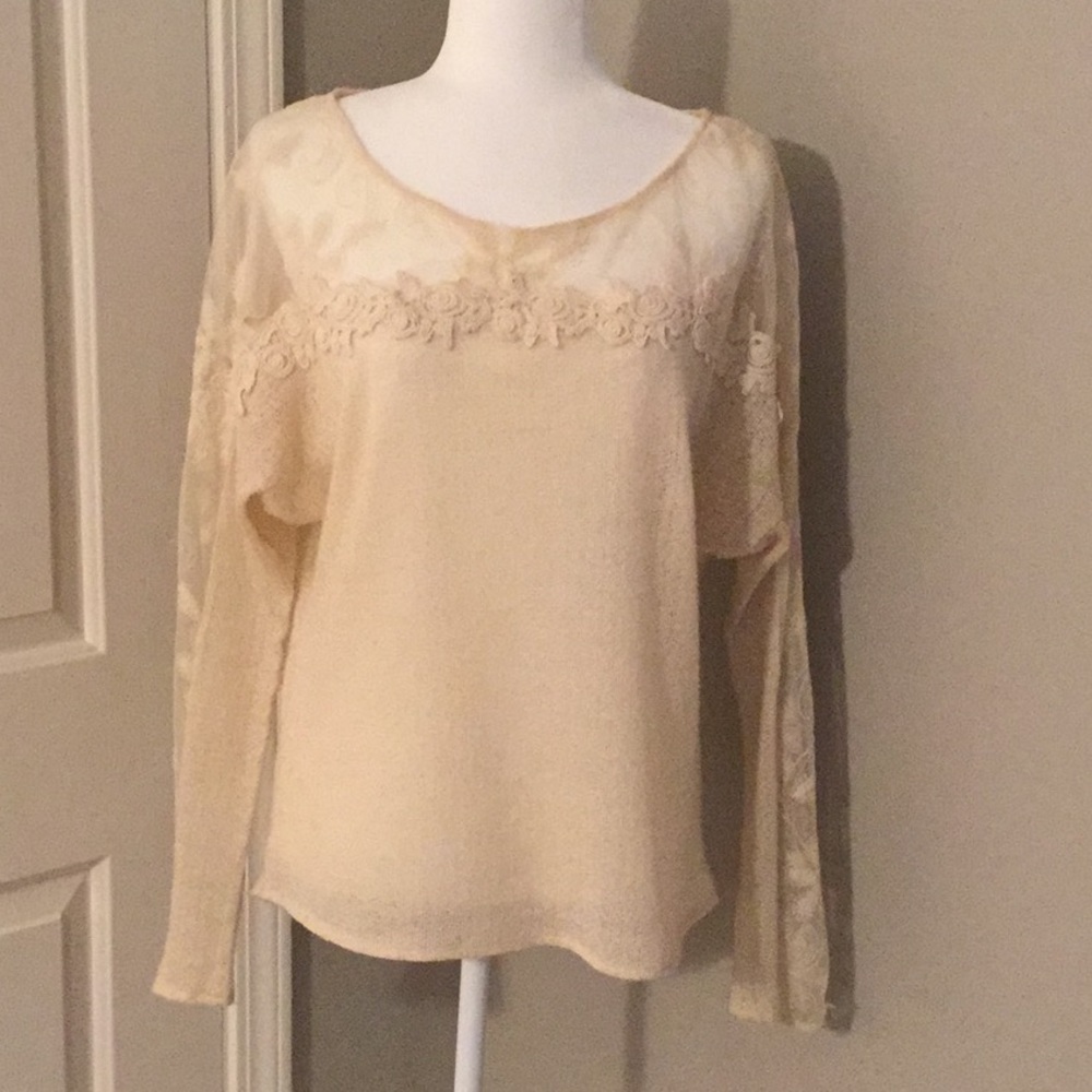 A’reve Cream Boho Lace Blouse